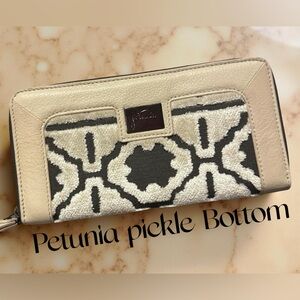 NEW Petunia Pickle Bottom Beige Long Zippy Wallet